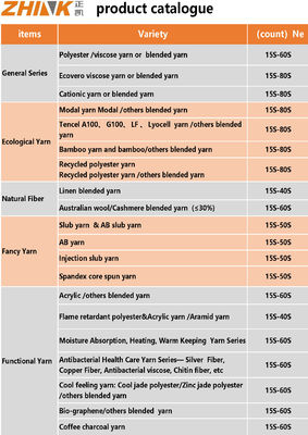 Filati miscelati di poliestere 69% fibre medie riciclate 23% viscosa 8% cationico 30 40D core spun