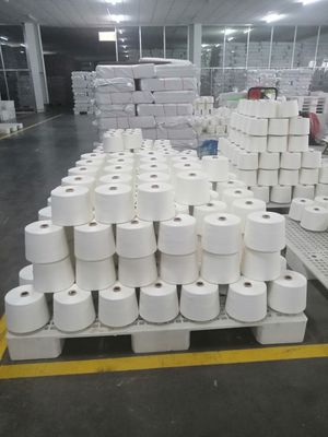 Filati di poliestere/viscosa TR 80/20 miscelati di spandex core spunt raw white yarn for denim fabric